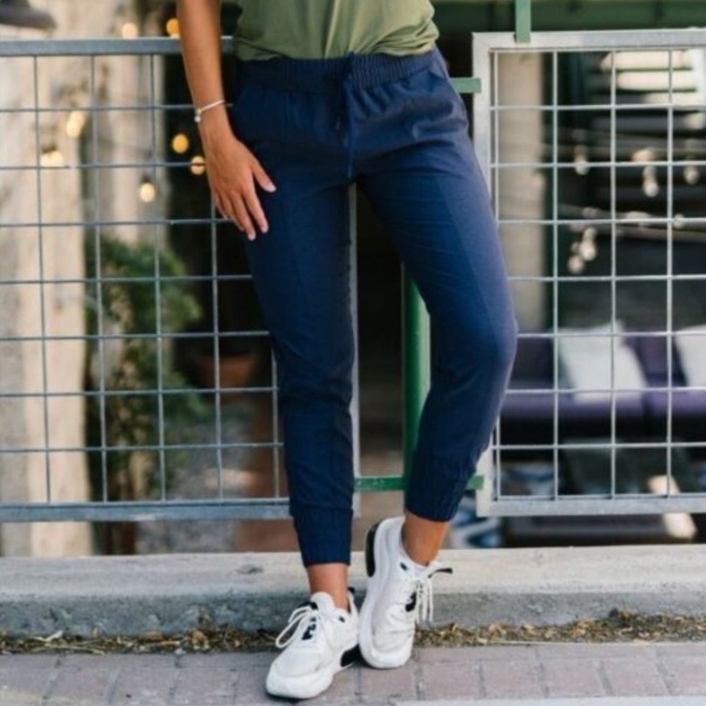 ZYIA Navy Blue Perfection Joggers with Elastic Cuffs